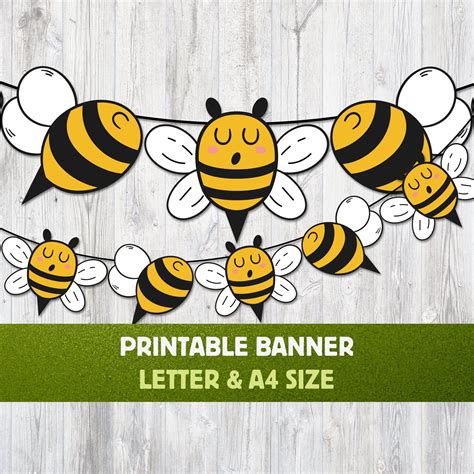 Bee Printable Banner Party Decoration Instant Download Bee Garland