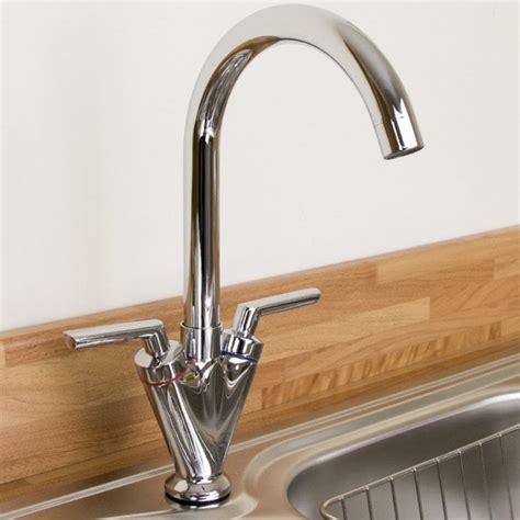 Astini Saturn Chrome Plated Twin Handle Swivel Spout Kitchen Sink Mixer Tap