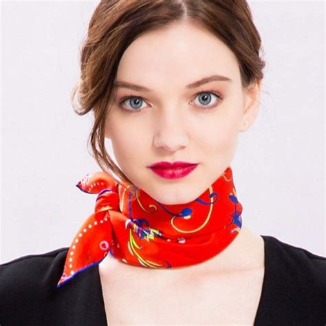 Silk Neck Scarf Double Wrapped At Neck Silk Scarf Style Scarf
