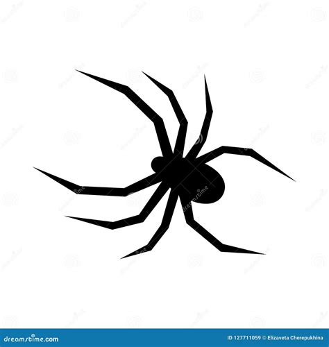 Black Spider Vector Silhouette Black Widow Flat Vector Illustration