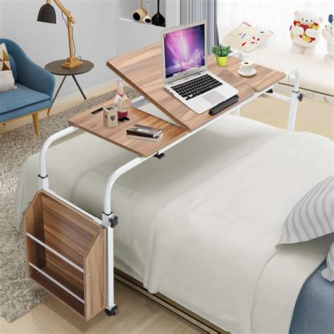 Buy Zoternen Overbed Table With Wheels And Storage Shelf Height
