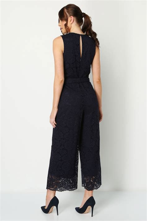 Lace Jumpsuit In Navy Blue Roman Originals Uk