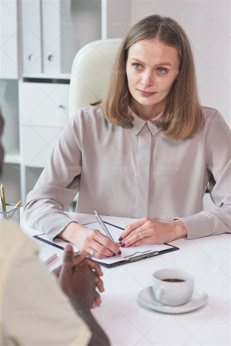 Woman Interviewing Employee Stock Photos Motion Array