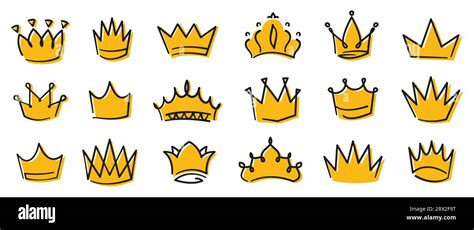 Yellow Crown Sketch Medieval Royal Diadem Graffiti Royalty Crown And