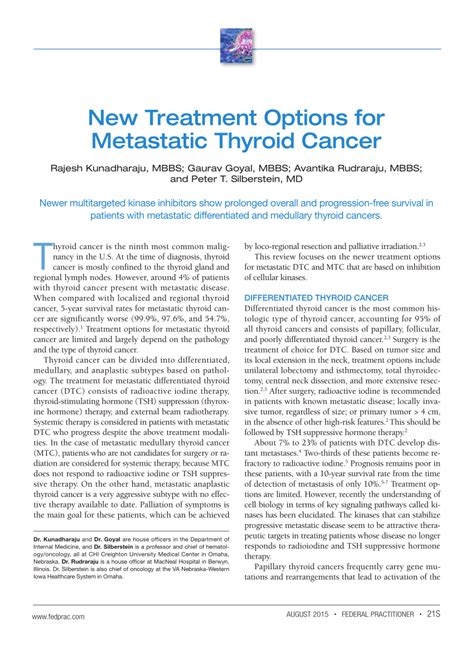 Pdf New Treatment Options For Metastatic Thyroid Cancer