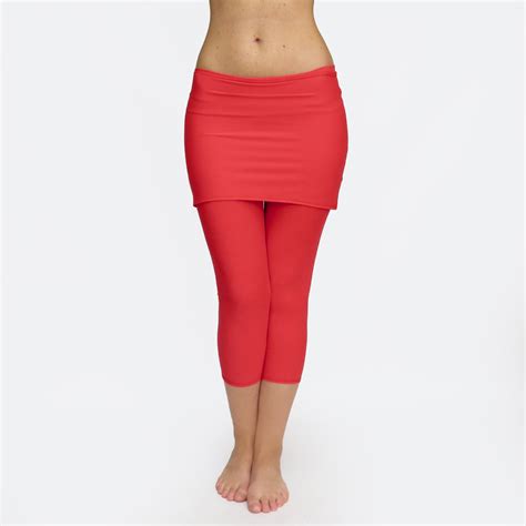 Skirted Yoga Pants Skirted Leggings Red Yoga Tights Etsy