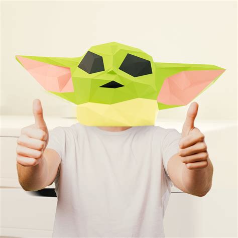 Baby Yoda Face Mask Star Wars Papercraft Origami Mask For Etsy Uk