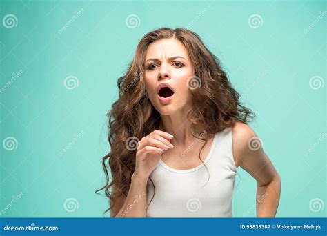 Portrait Of Young Woman With Shocked Facial Expression Stock Image Image Of Girl Astonishment