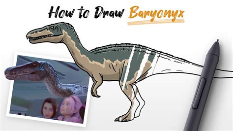 How To Draw A Baryonyx Dinosaur From Jurassic World Camp Cretaceous Step By Step Youtube