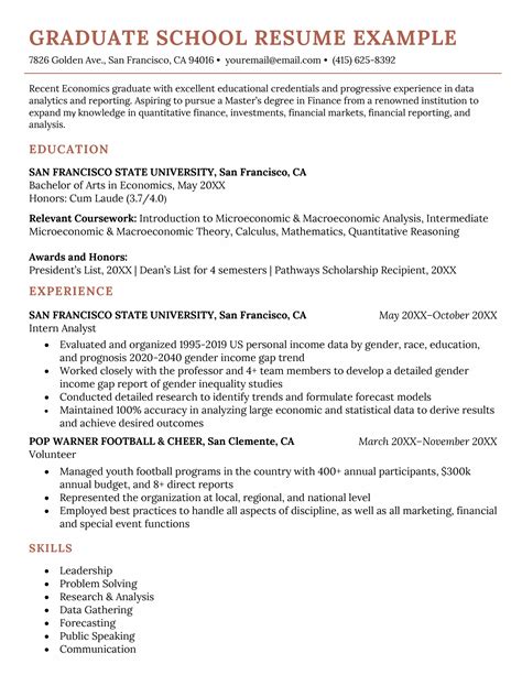 Grad School Resume Examples Templates And Guide