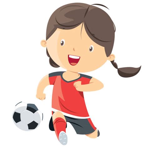 Soccer Football Girl Player Clipart Cartoon Vector Image Art