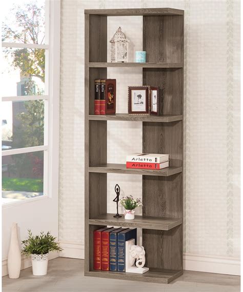 Harrison 5 Tier Bookcase Weathered Grey 800553 By Coaster Furniture At