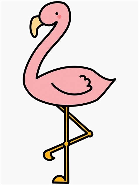 Cute Kawaii Flamingo Animal Sticker By Autonomousn Redbubble