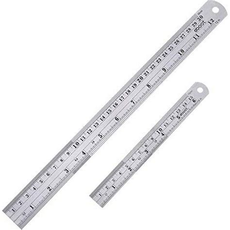 Stainless Steel Ruler And Metal Rule Kit With Conversion Table Silver