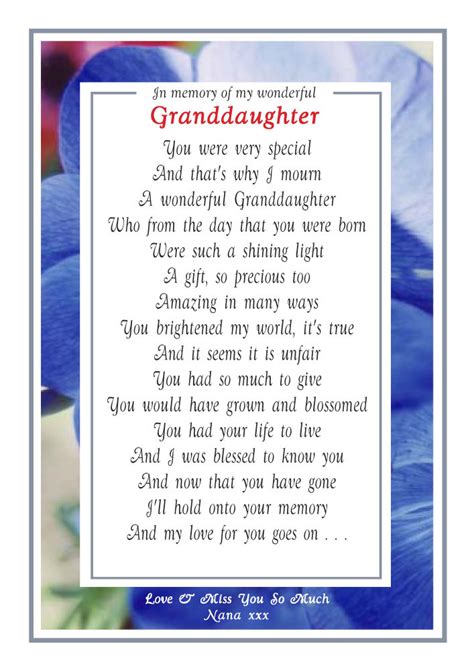 Granddaughter Memorial Poems