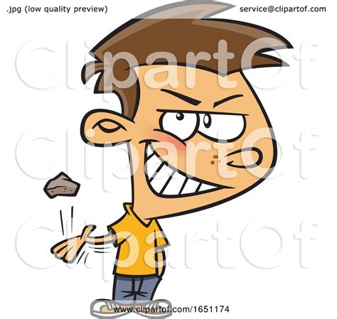 Cartoon Mischievous Boy Throwing A Rock By Toonaday 1651174