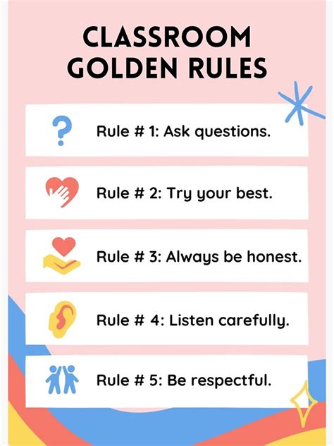 Pegatina Rainbows Classroom Golden Rules Reglas De Clase Cómo Nos