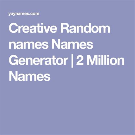 Creative Random Names Names Generator 2 Million Names Name