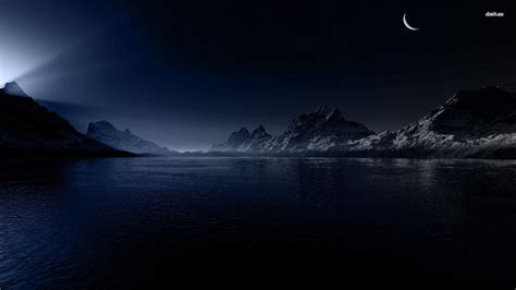 Dark Night Over The Mountain Lake Desktop Wallpapers19201080 Hd