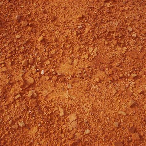Close Up Of Orange Clay Dirt Interspersed With Rocks Sand Textures