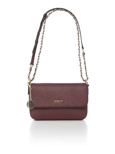 Dkny Saffiano Burgundy Small Flap Over Cross Body Bag in Purple ...