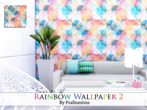 The Sims Resource Rainbow Wallpaper 2 By Pralinesims • Sims 4