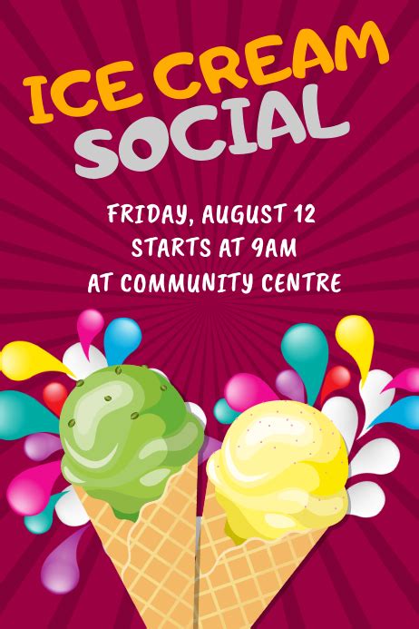 Ice Cream Social Poster Template Postermywall