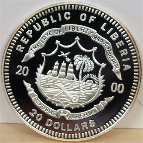 Reverse Of The 2000 Liberia Thomas Jefferson 20 Silver Coin Foreign