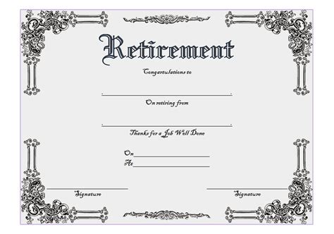 Free Printable Retirement Certificate Template Templates Printable