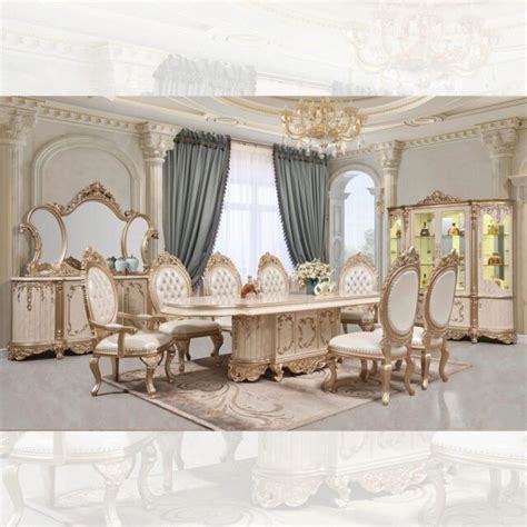 Meridian Furniture 703 Bennito Dining Room Set 9pcs In Rich Gold Hand
