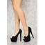 Sexy Black Peep Toe Platform Stiletto 6 Inch High Heels Faux Suede