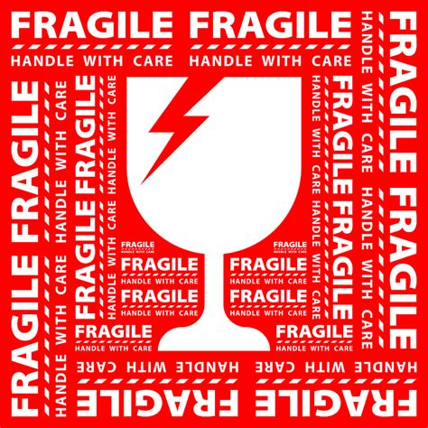Sticker Fragile Handle With Care Red Fragile Warning Label Squ
