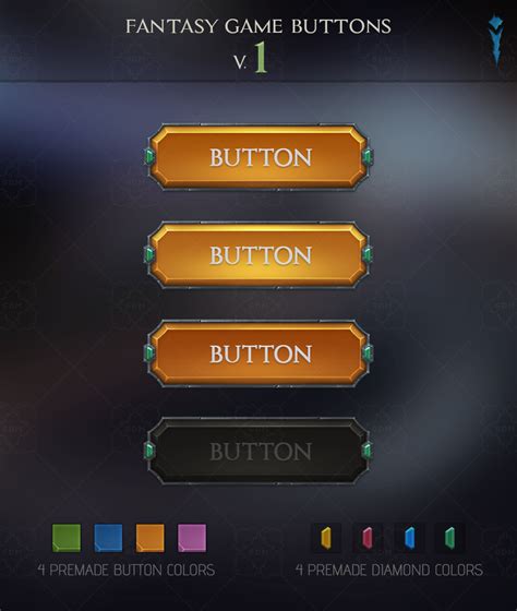 Fantasy Game Buttons V1 Gamedev Market