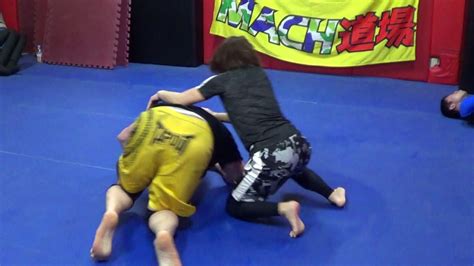 lil asian japanese woman vs big scary wolfman mixed wrestling jiu jitsu youtube