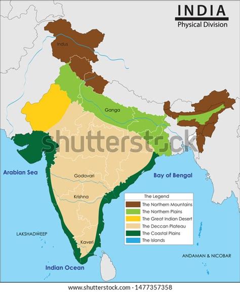 Vector Illustration India Map Physical Division Stock Vector Royalty