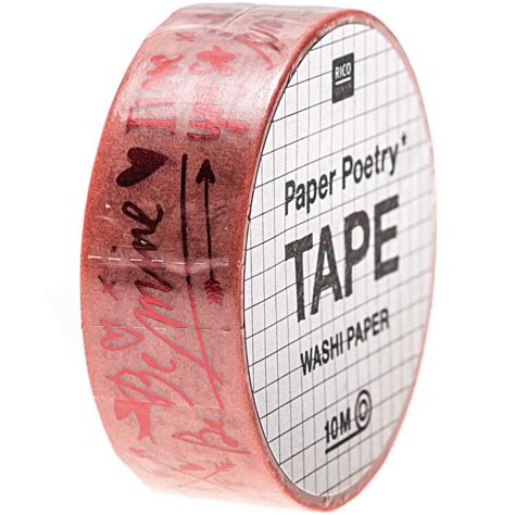 ruban adhésif paper poetry tape washi paper 15 mm ecriture love x10m perles and co