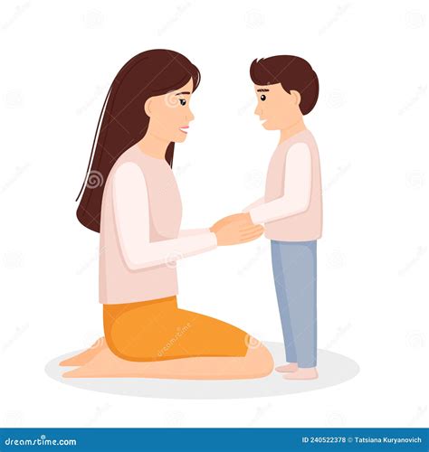 Mother And Son Talking Loving Mom Listening Child Stock Vector