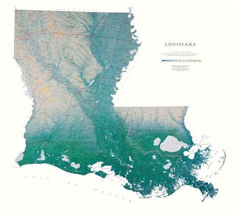 Louisiana Topographical Wall Map By Raven Maps 41 X 45 Louisiana