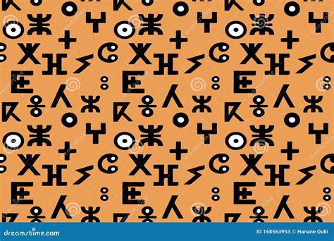 Seamless Berber Alphabet Pattern Signs Elements Vector Illustration