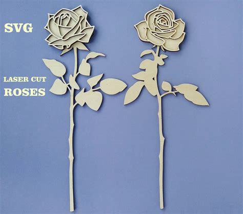 Roses Svg Pdf Laser Cut Flowers Laser Cut Templates Roses Etsy
