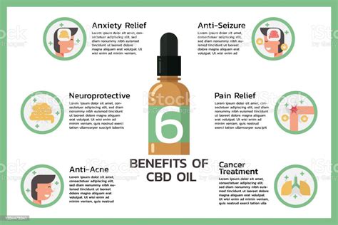 Six Benefits Of Cbd Oil Or Cannabidiol Cannabis Infographic Stock Illustration Download Image
