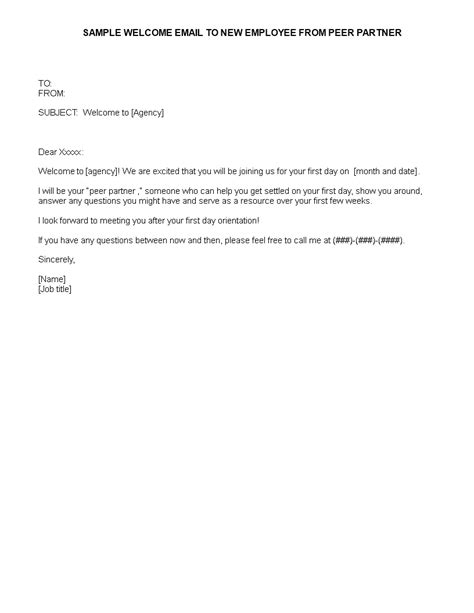 Welcome Email for New Employee | Templates at allbusinesstemplates.com