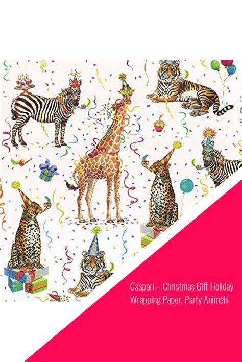 Caspari - Christmas Gift Holiday Wrapping Paper, Party Animals in 2020 | Holiday wrapping paper ...