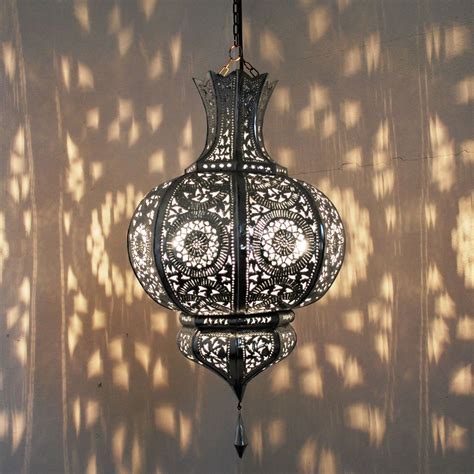 Oriental Lamp Moroccan Lantern Hanging Lamp Metal Yamina Silver