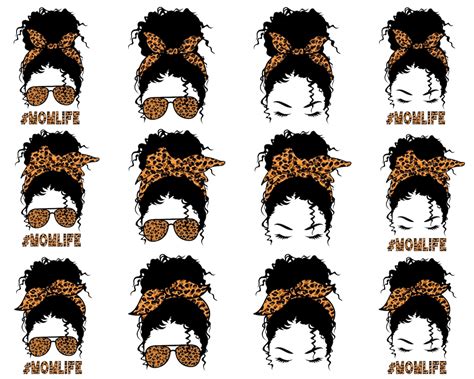 Messy Bun Svg Afro Hair Svg Afro Woman Svg Curly Hair Etsy India The