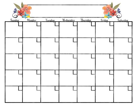 Printable Calendar Generic Month Printable Blank Weekly Calendar