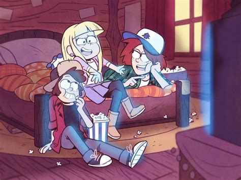 Older Dipper Pacifica And Wendy Watching Movies Gravity Falls Gravity Falls Anime Gravity