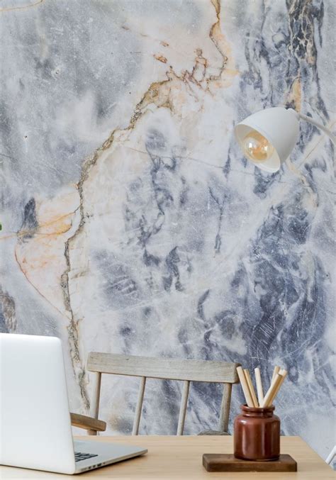 White And Blue Marble Effect Wall Mural Wallpaper Wallsauce Au