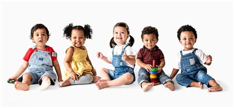 Download Premium Psd Of Cute Diverse Toddlers Sitting Together On The