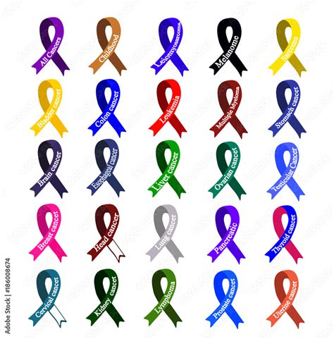 Cancer Ribbon Set Of Ribbons Of Different Colors Against Cancer International Day Of Cancer